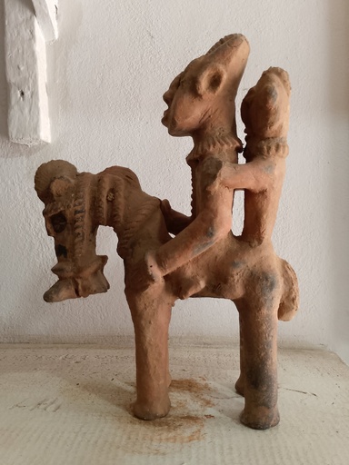 Cavalier Tribal en Terre Cuite : Art Africain Unique
